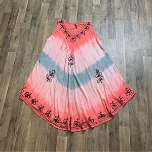 True Rock Tie Dye Tropical Beach Swing Dress Free Size